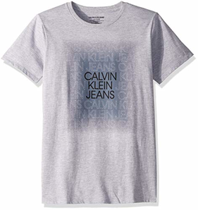 Calvin Klein 男童大圆领 T 恤 浅杂灰 X-Large (18/20)