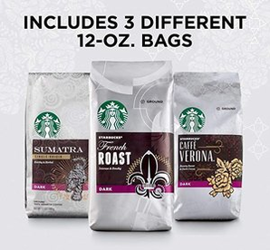 Starbucks 深度烘焙研磨咖啡豆 三种口味组合装 prime到手约214元