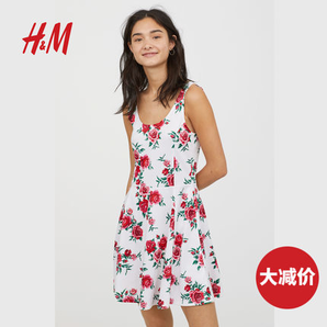 H&M DIVIDED女装休闲时尚吊带修身A字背心裙连衣短裙 