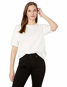 Calvin Klein 女士短袖碎花提花毛衣 柔和白色 S码 prime到手约146.87元