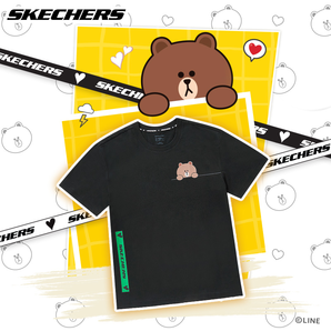 SKECHERS x LINE FRIENDS合作款 SMAMS19D044 布朗熊短袖T恤 159元