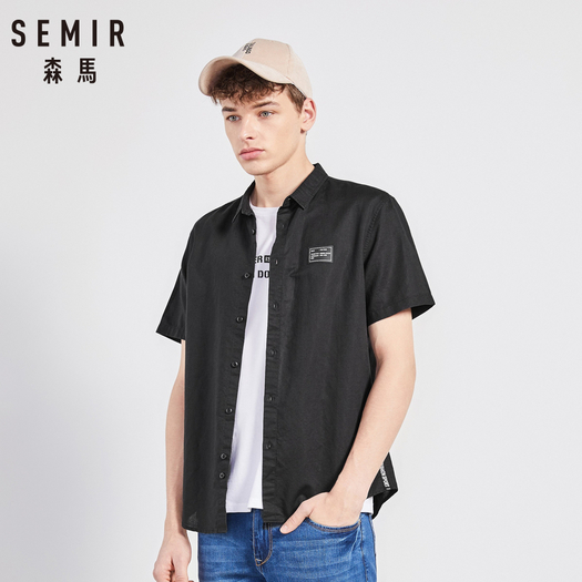 森马短袖衬衫男棉麻衣服