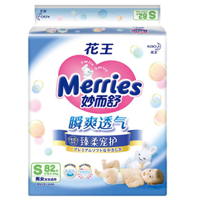 Merries 妙而舒 瞬爽透气纸尿裤 S82片