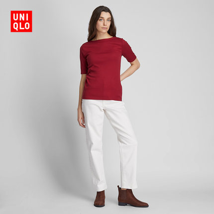 女裝 船領t恤(五分袖) 優衣庫uniqlo