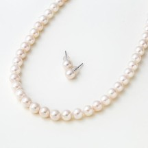 Maria 7.5mm阿古屋珍珠项链&耳钉 粉白色