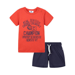 Champion 男婴T恤短裤套装 橘蓝/军绿蓝/蓝军绿/黄蓝 80-98厘米