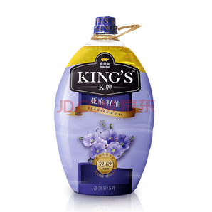 金龙鱼 KING'S 食用油 初榨一级 亚麻籽油 5L +凑单品 120.17元包邮（双重优惠）