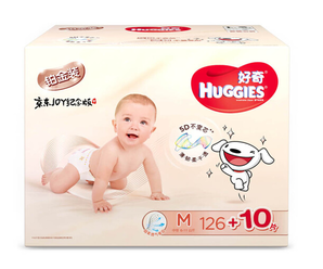 HUGGIES 好奇 铂金装 婴儿纸尿裤 M号 136片