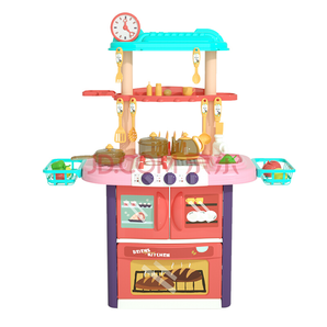贝恩施儿童玩具过家家厨房玩具 男孩女孩益智玩具角色扮演亲子互动真实循环出水趣味烹饪餐具台B109粉色