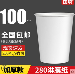 印帮一次性水杯  空白杯 250ml 100只