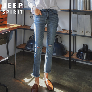秒变大长腿！JEEP SPIRIT 2019新款女士高腰弹力牛仔裤