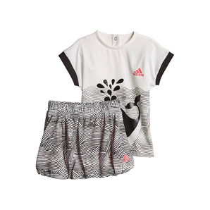 限80cm！adidas kids 阿迪达斯 女婴童（0-3岁）针织套服短袖 CF7421
