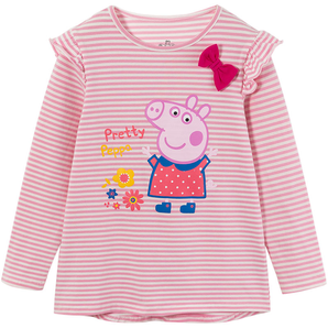 小猪佩奇 正版授权女童纯棉印花佩琪猪长袖T恤