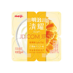 限上海： meiji 明治 清耀低脂肪酸奶 芒果味 100g*4杯 14.8元，可低至7.4元