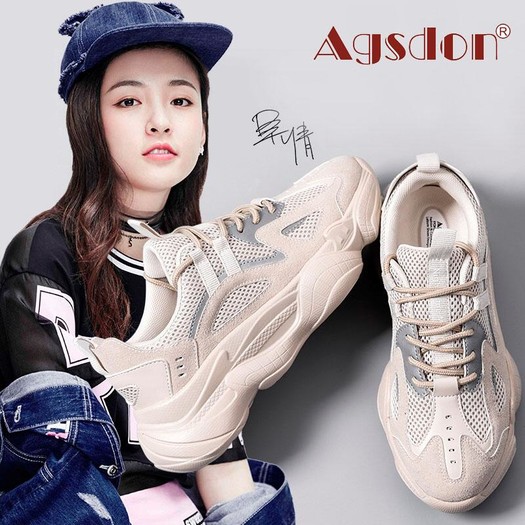 吴倩代言奥古狮登夏季网面增高休闲鞋