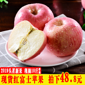 陕西洛川栖霞红富士苹果脆甜带箱10斤