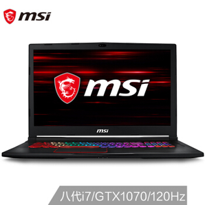 msi 微星 GE73 17.3英寸游戏本（i7-8750H、16GB、256GB+1TB、GTX1070 8G、120Hz）