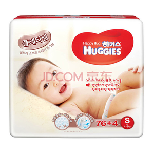 HUGGIES 好奇 铂金装 婴儿纸尿裤 S76+4片 *2件 133.54元含税包邮（合66.77元/件）
