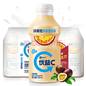 限上海： 蒙牛 优益C 百香果味 活菌型乳酸菌 330ml*4瓶 *12件 155.12元包邮（双重优惠）