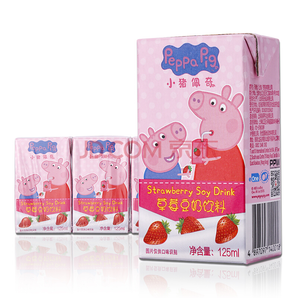 Peppa Pig 小猪佩奇 草莓味豆奶 植物蛋白饮料 125ml*4盒 *3件 20.79