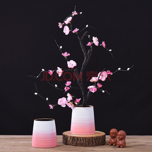 Hoatai Ceramic 华达泰 中式粉色渐变花瓶套装（粉色渐变花瓶+粉梅）
