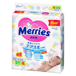 Merries 妙而舒 婴儿纸尿裤 S88片