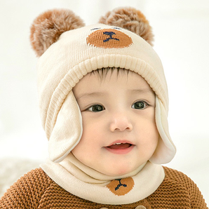 婴儿帽子秋冬男女宝宝毛线针织帽护