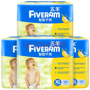 FIVERAMS 五羊 智能干爽婴儿纸尿裤 XL84片 