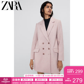 双11预告： ZARA 08073245620 女士双排扣大衣 279元包邮（需用券）