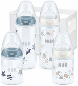 爆料有奖！NUK First Choice Plus 婴儿奶瓶套装 4 个 含硅胶奶嘴和奶瓶盒 1 套产品 2 x 150 毫升/2 x 300 毫升 蓝色Prime会员到手约128元