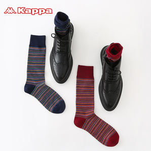 Kappa 卡帕 KP8W04 男士复古条纹长筒袜 2双 *2件