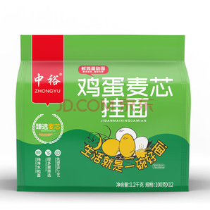 中裕 ZHONGYU 挂面 鸡蛋麦芯挂面 鸡蛋营养面 汤面 方便速食 100g*12组合装 