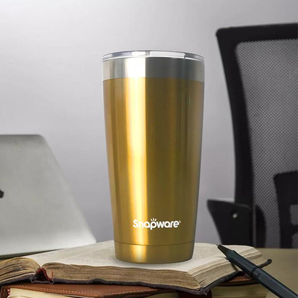 美国康宁 Snapware直饮式不锈钢双层水杯 金色 600ml  咖啡杯半保温
