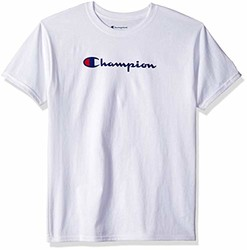 Champion 男童大童字体 T 恤 白色 Medium 