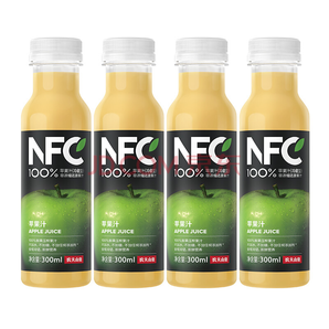 农夫山泉 NFC果汁（冷藏型）100%鲜榨苹果汁 300ml*4瓶 36.9元，可低至18.45元