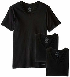 爆料有奖！Calvin Klein 卡尔文·克莱恩 男式 经典棉内衣3件装修身V领T恤  到手约124元