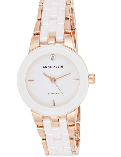 anneklein安妮克莱因女士ak1610wtrg钻石表盘陶瓷表链手表