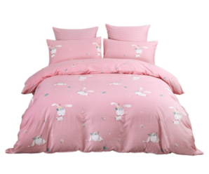 水星家纺 粉兔子 全棉卡通床上四件套 1.5m床