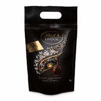 Lindt 瑞士莲 Lindor系列软心巧克力球 特浓黑巧克力 70% 约80粒，1kg装 prime到手约144.64元