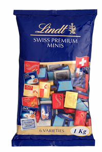 Lindt 瑞士莲 那不勒斯巧克力糖 迷你巧克力板 159支， 1件装 （1 x 1公斤） prime到手约151.61元