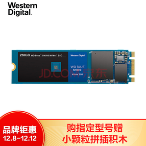 12日0点： Western Digital 西部数据 Blue系列 SN500 NVMe M.2 SSD固态硬盘 250GB