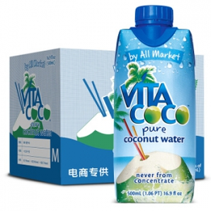 全球椰子水市占率第一：Vita Coco/唯他可可 天然椰子水 500ml x6瓶