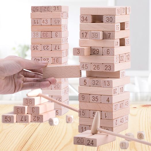 54片榉木叠叠高两个骰子配送一个敲锤