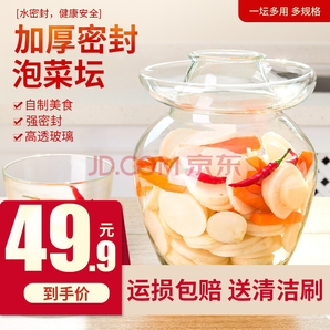Tianxi 天喜 加厚玻璃腌菜坛子 5斤装 送清洁刷 39.9元包邮（需用券）