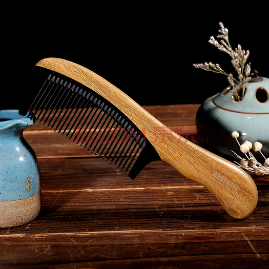 天然角木梳子带柄