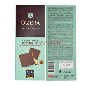   KDV 奥泽拉牛奶榛仁巧克力可可脂（可可≥31%）90g  