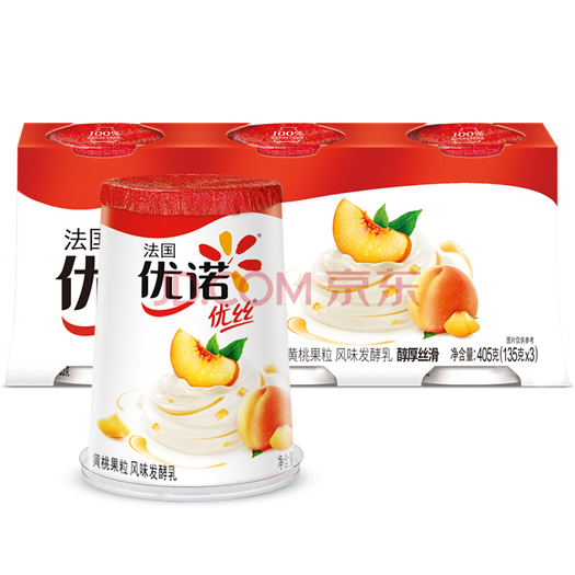 优诺优丝黄桃果粒135g*3酸奶酸牛奶风味发酵乳11.4元