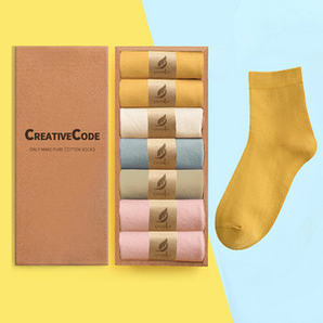 Creative Code 女士中筒棉袜 7双装 14.9元（需用券）