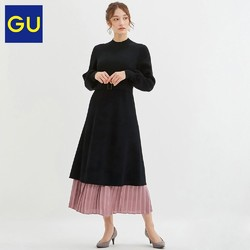 GU 极优 321835 女装A字型高领针织连衣裙