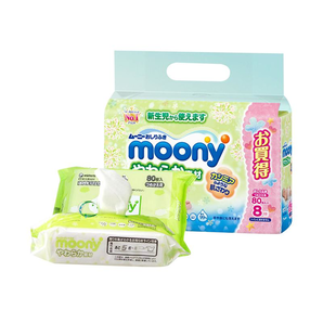 15日10点： moony 尤妮佳 婴儿湿纸巾 640枚(80枚×8) 新 49元
